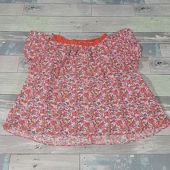 Goldie Lew Floral Print Cropped Shirt/Top sz Large - Picture 1 of 5